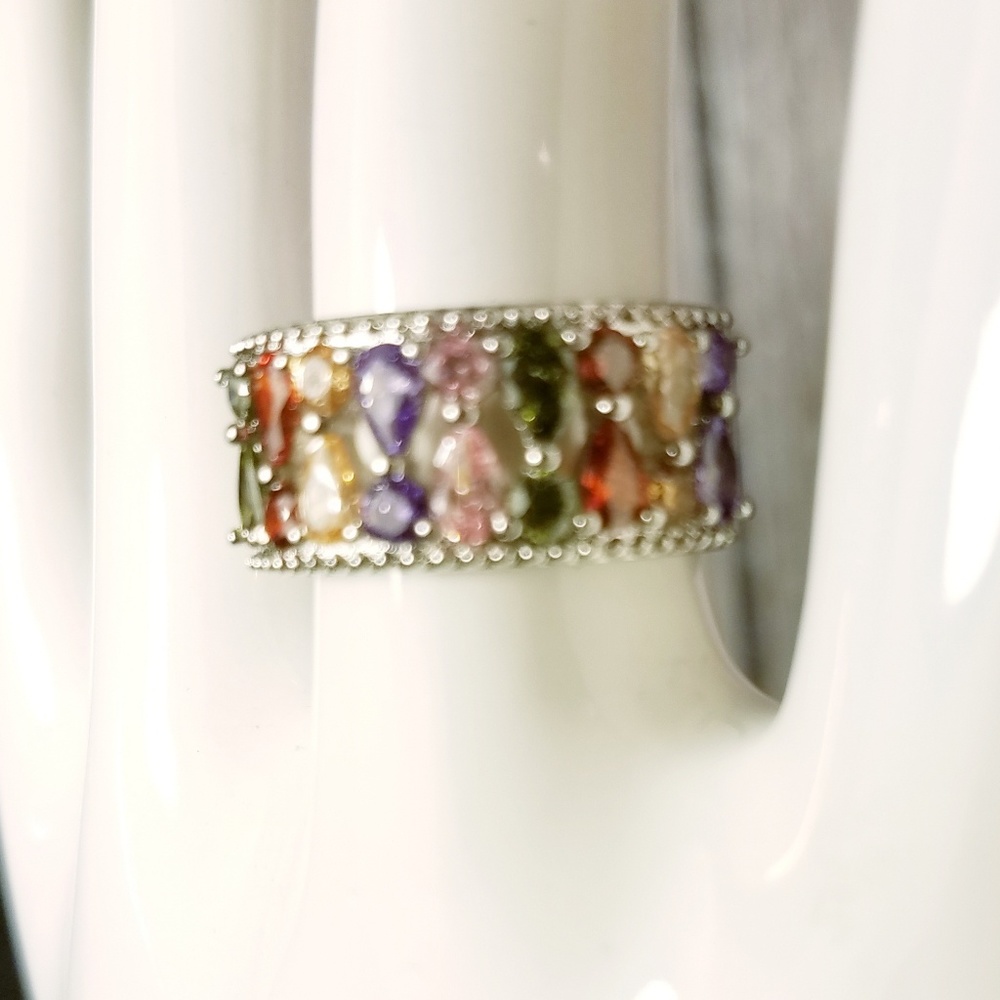 .925 stamped multi-gemstone ring 8,9 - Picture 7 of 7